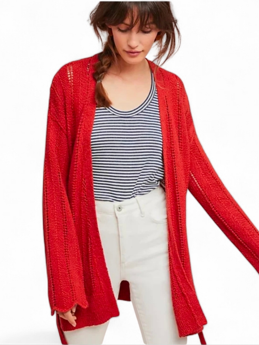 NWOT MEADOW RUE PricIlla Pointenille Belted Knit Cardigan in Rust - Medium